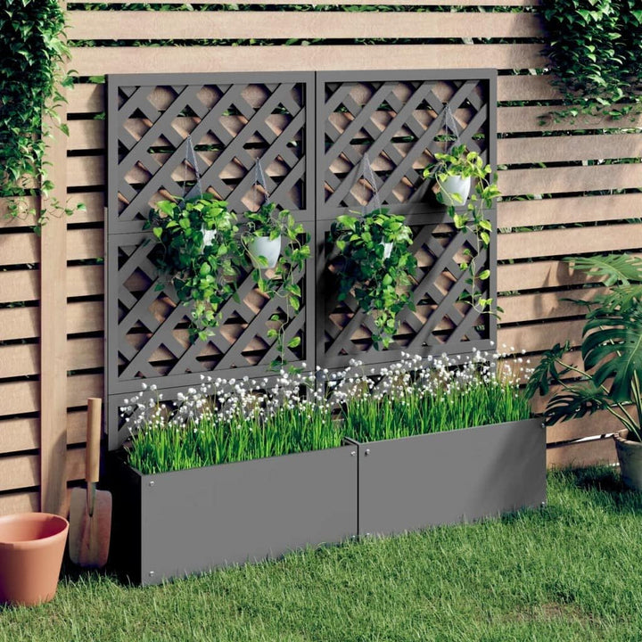 vidaXL Blumenkästen mit Rankgittern 2 STK. Grau 65x33x135 cm WPC Grau 2/65 x 33 x 135 cm, Grau 2/65