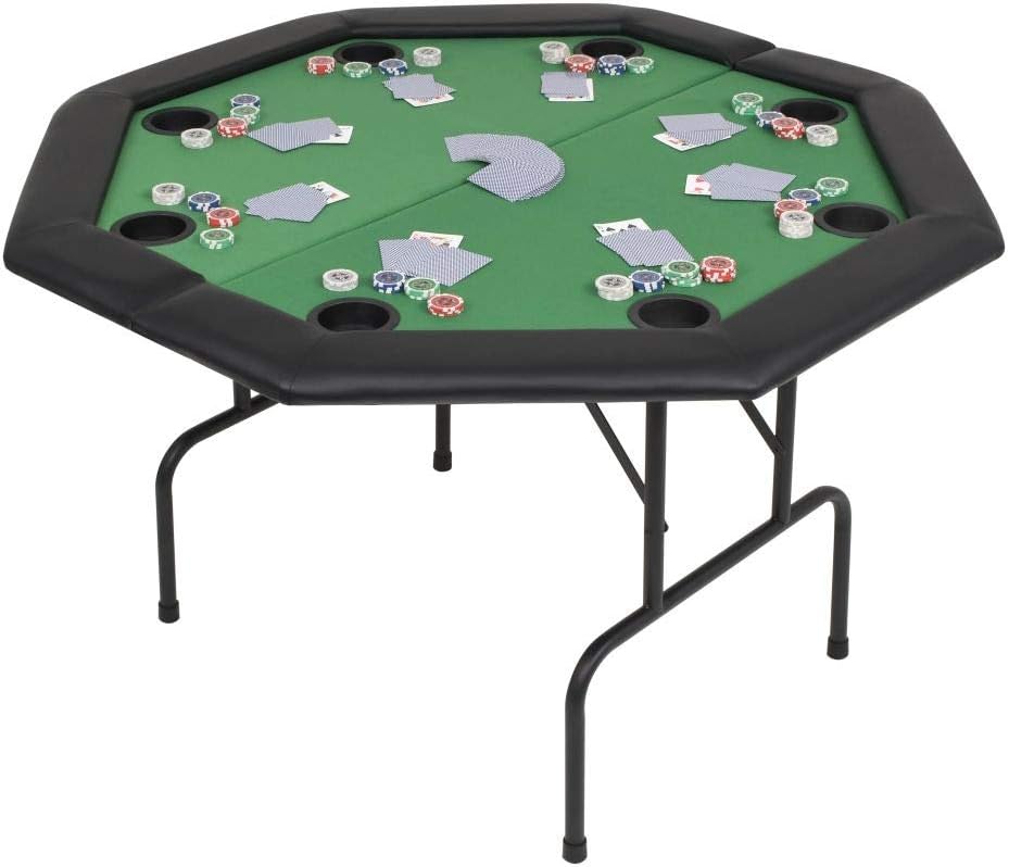 Festnight Pokertische 8-Spieler Poker Klapptisch 2-Fach Zuklappbar Achteckig Grün