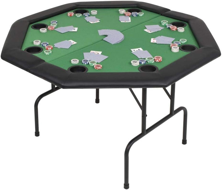 Festnight Pokertische 8-Spieler Poker Klapptisch 2-Fach Zuklappbar Achteckig Grün