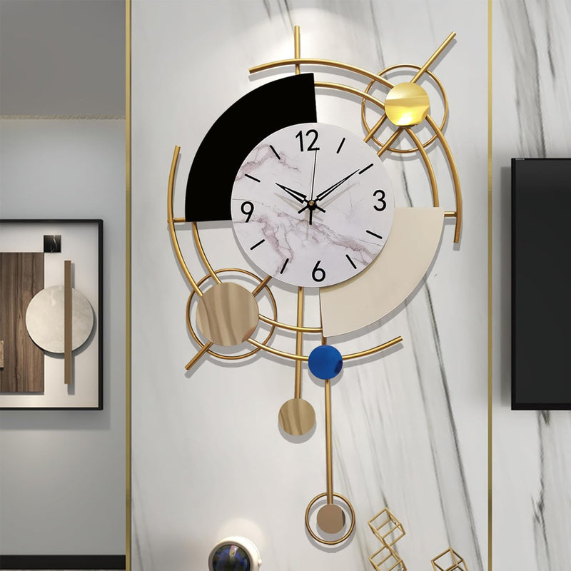 GERHWASH Wanduhr Gross Modern Design Wohnzimmer 70×42cm Wanduhr Ohne Tickgeräusche Römische Ziffern