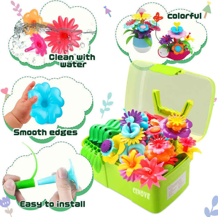 CENOVE Blumengarten Spielzeug für 3-6 Jährige Mädchen, DIY Bouquet Sets mit Aufbewahrungskiste, Kuns