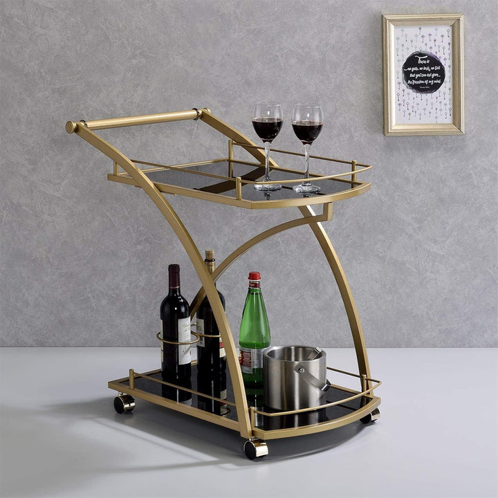 IDIMEX Servierwagen EVO edles Design Beistellwagen Servicewagen Teewagen in Gold mit schwarzem Glas