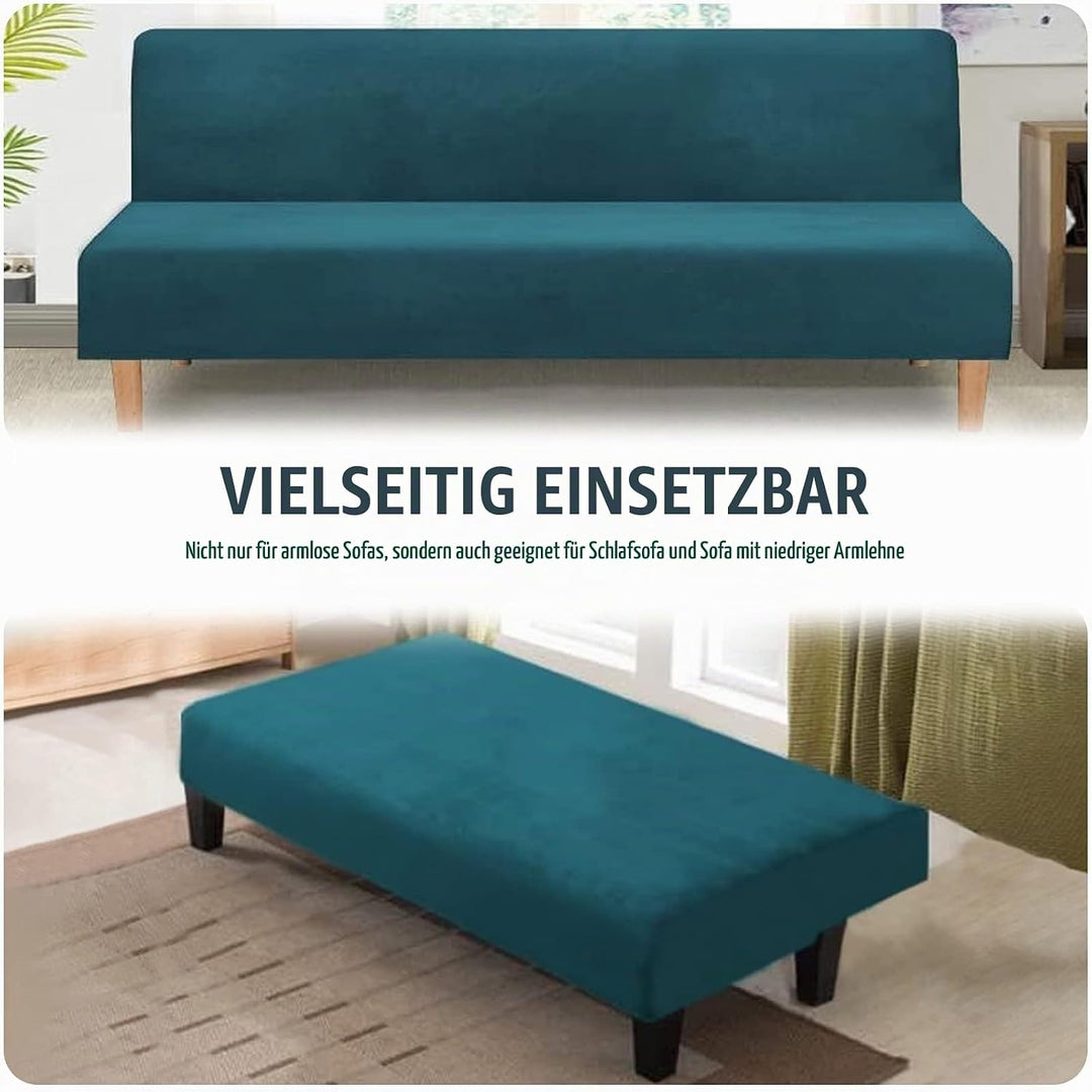 Mingfuxin Armlose Schlafsofabezüge, Stretch-Samt Futon Couchbezug Dicke weiche gemütliche Sofa Schon