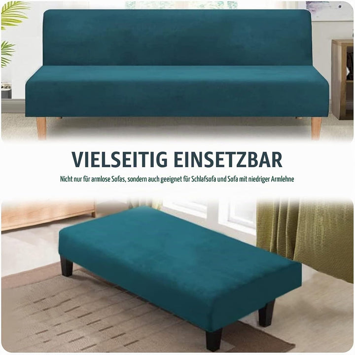 Mingfuxin Armlose Schlafsofabezüge, Stretch-Samt Futon Couchbezug Dicke weiche gemütliche Sofa Schon