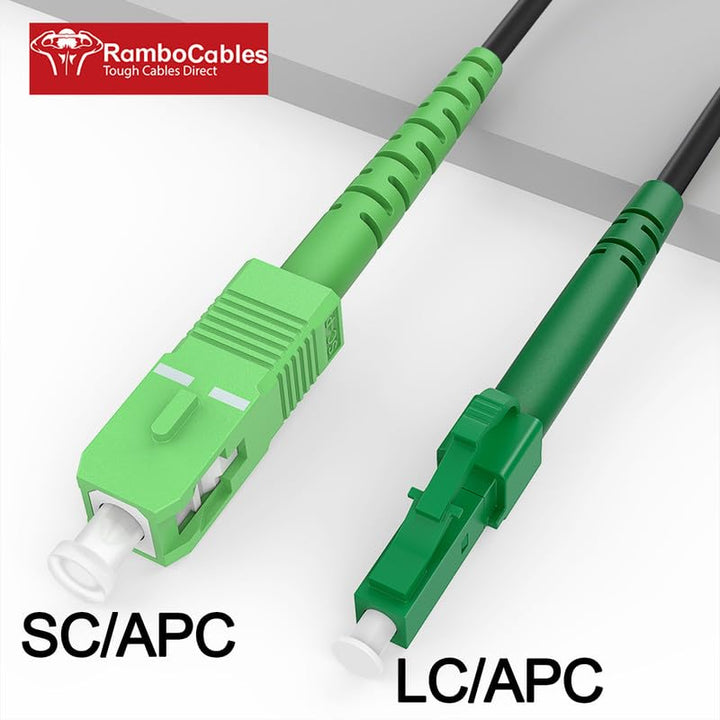 RamboCables 30M Gepanzerte Glasfaser-Kabel LC/APC auf SC/APC, Simplex Singlemode Gepanzerte Glasfase