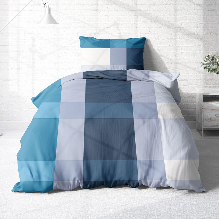 Träumschön Renforce Bettwäsche 135x200 Baumwolle - Bettwäsche Blau Weiss - Bettwäsche Sommer 135x200