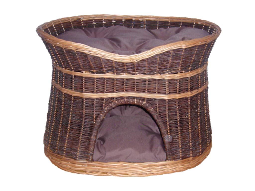 Katzenkorb zum Schlafen – Katzenhütte Indoor – Grösse XL: 70 cm oval – Katzenhöhle aus Weide – Zweis