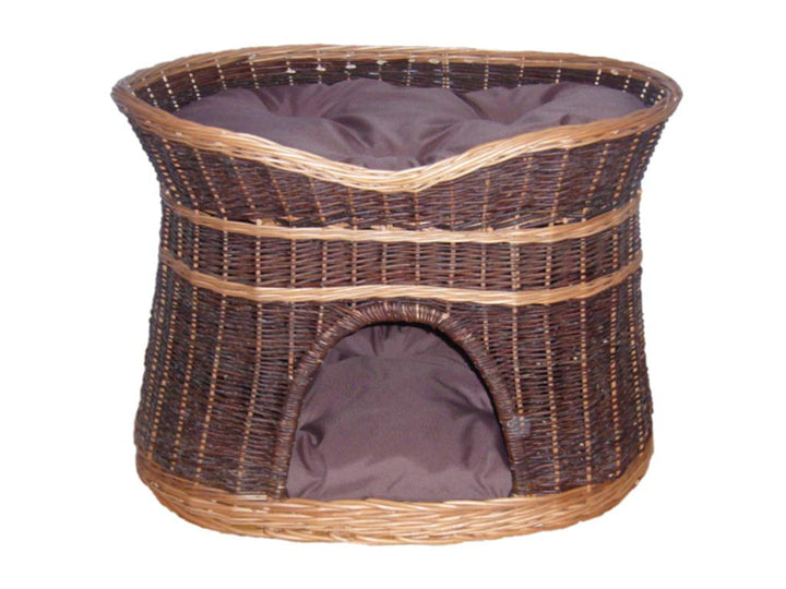 Katzenkorb zum Schlafen – Katzenhütte Indoor – Grösse XL: 70 cm oval – Katzenhöhle aus Weide – Zweis