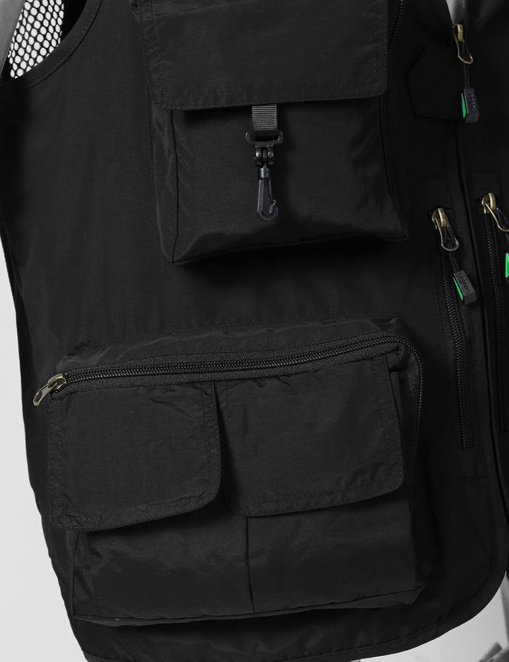Vanchenl Herren Freizeit Safari Angeln Outdoor Arbeit Weste Jacke Foto Reise Cargo Mesh Weste Multi