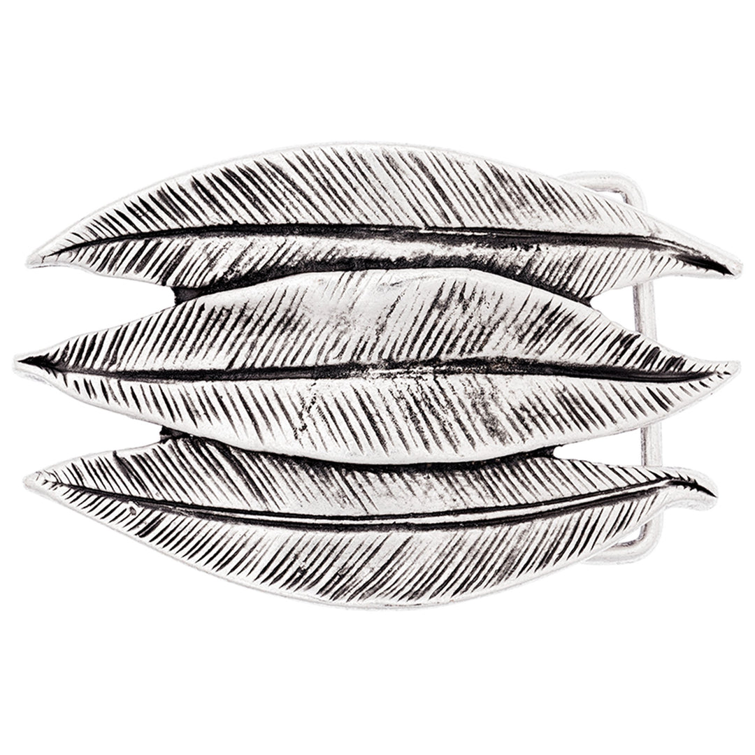 Luca Kayz Damen-Gürtelschnalle Wechselschliesse Koppel FEDERN 4cm silber schwarz