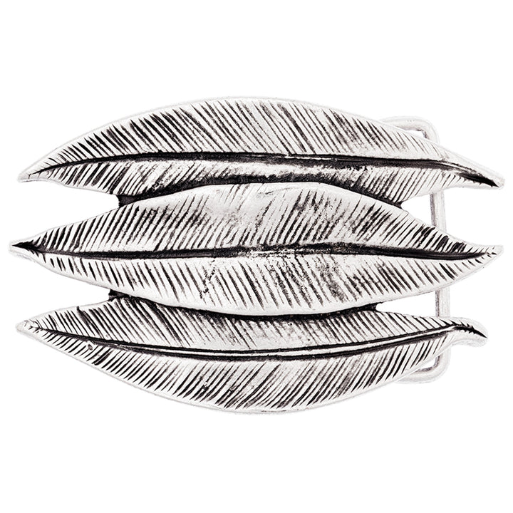 Luca Kayz Damen-Gürtelschnalle Wechselschliesse Koppel FEDERN 4cm silber schwarz