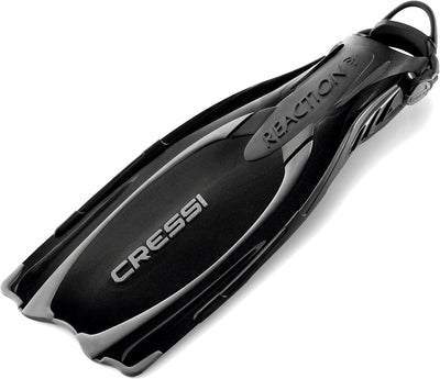 Cressi Reaction EBS Fins - Hochleistungstauchflossen mit EBS Strap S/M (39/42) Schwarz/Silber, S/M (