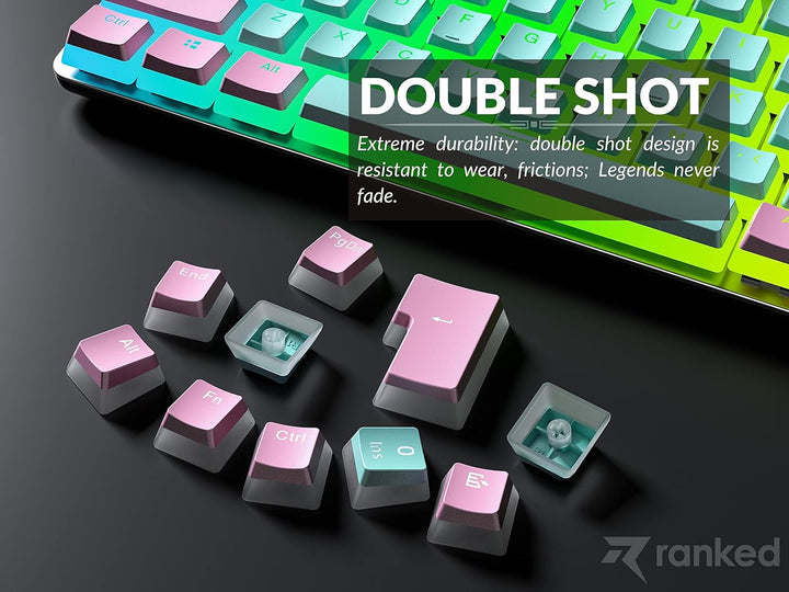 Ranked Pudding v2 PBT-Tastenkappen | 145 Double Shot Transluzent ANSI US- und ISO-Layout | OEM-Profi