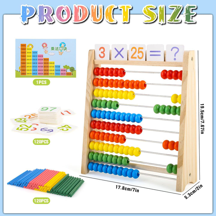 Rechenschieber Kinder, Rechenschieber Grundschule mit 100 Bunten Perlen, Rechenmaschine Kinder mit 1