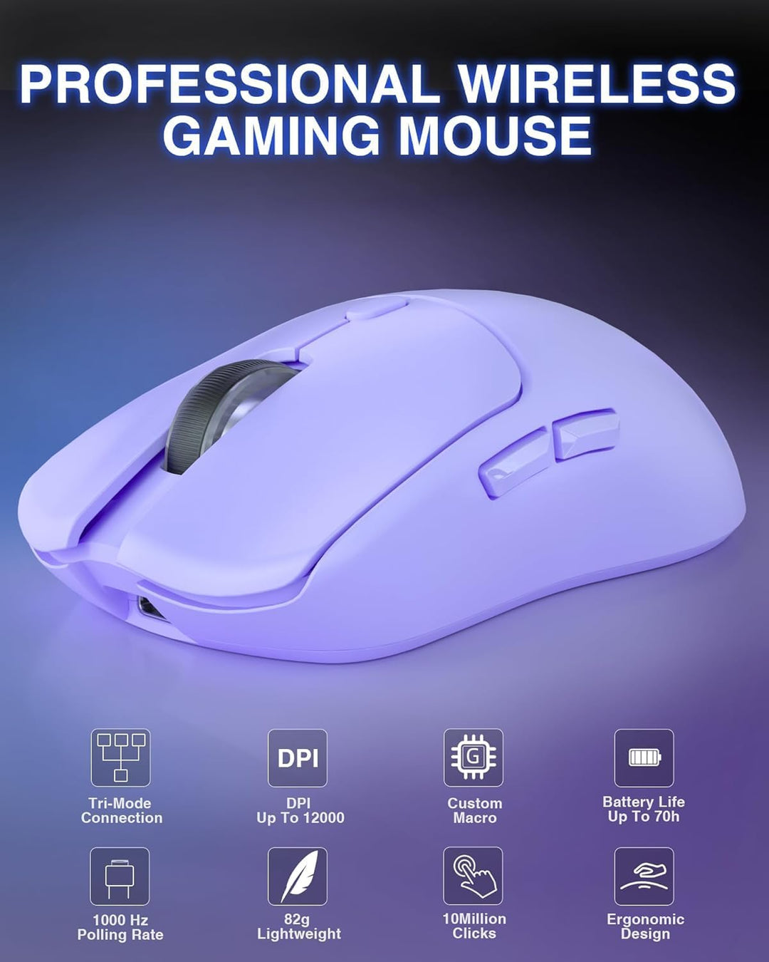 AULA SC580 Gaming Maus Kabellos,2.4GHz/USB-C/BT Wireless Gaming Mouse,12000DPI,6 Programmierbare Tas