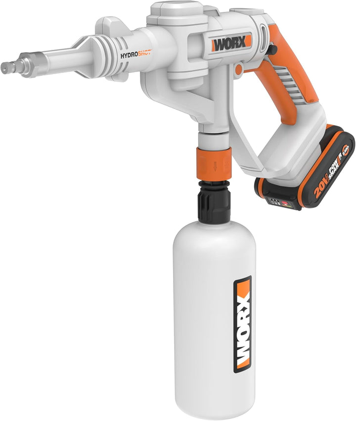 WORX WP650E Hydroshot Akku Drucksprühgerät 20V mit feinem Sprühnebel und 1L Flaschentank – inkl. 2Ah