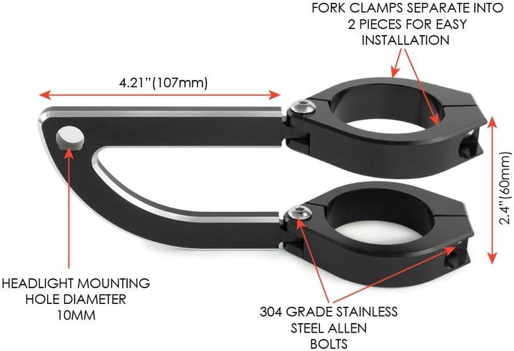 Alchemy Parts 54-55mm Scheinwerfer-Halter Gabel Klemmen für Motorrad Trike CNC Legierung - Hochwerti