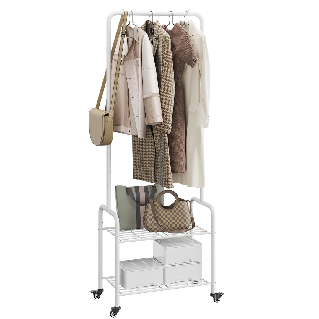 YMYNY Garderobenständer, Kleiderständer aus Metall, Freistehend Kleiderbügel Stand mit Rollen, Kleid