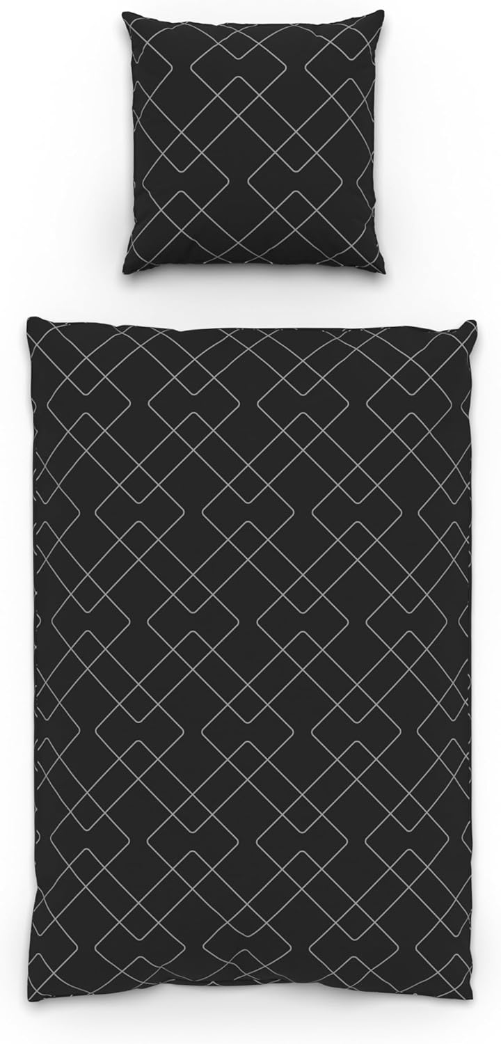 LARAWELL Bettwäsche 135x200 Baumwolle ganzjahres Bettwäsche-Sets anthrazit grau diagonal Premium Ant