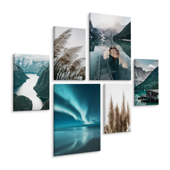 Muralo - Wandbilder Set - Leinwand Bilder Set Aufhängefertig - Bilder für Wohnzimmer Schlafzimmer -