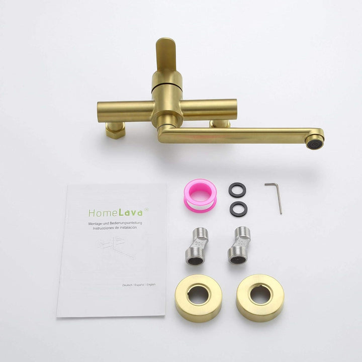 HomeLava 360° Drehbar Wand Wasserhahn 304 Edelstahl Küchenarmatur Wandarmatur Wandmontage Spültischa