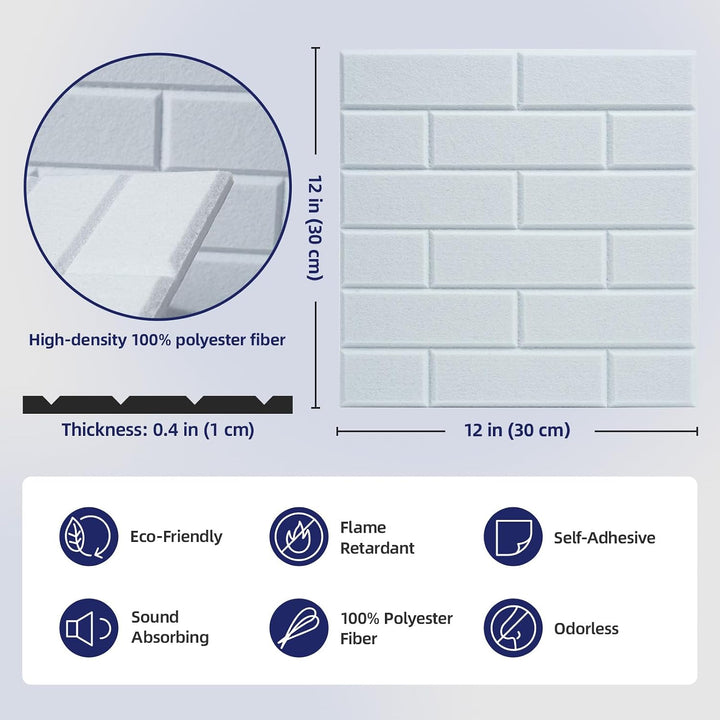 Vieshful Selbstklebende Akustikpaneele 20 Stück 30x30x1cm Ziegeloptik | Schallabsorbierende Wandpane