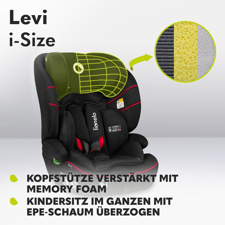 LIONELO LEVI I-SIZE 76-150 cm Kinderautositz, Gruppe 1 2 3, Seitenschutz, 10 Grad Kopfstützenverstel