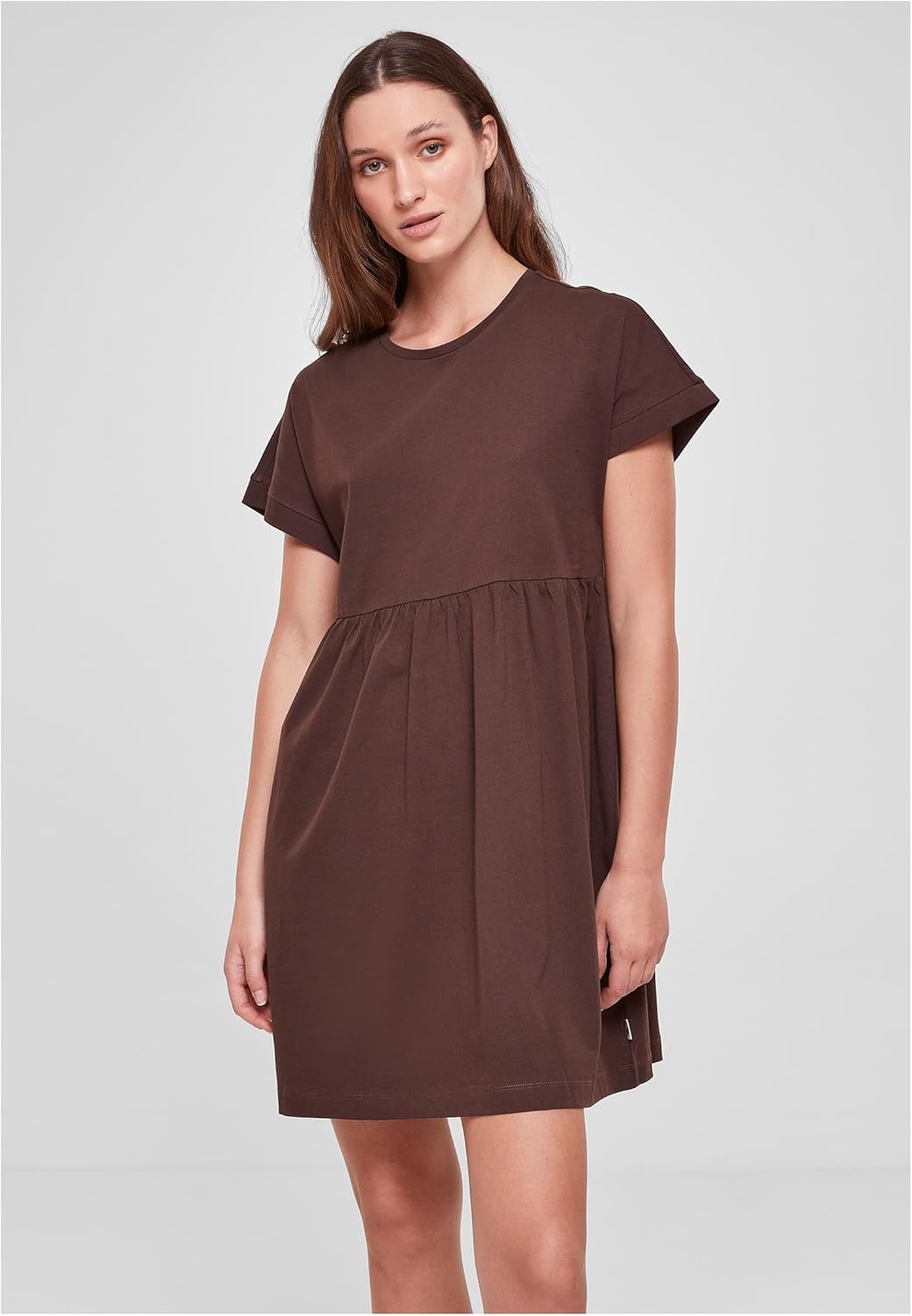 Urban Classics Damen Kleid Ladies Organic Empire Valance Tee Dress, Volantkleid für Frauen, Loose Fi