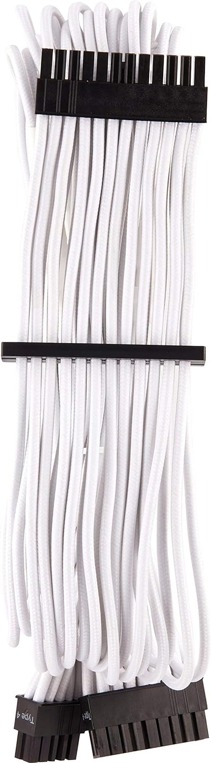 Corsair Premium Sleeved 24 pin-Polig-ATX-Kabel Typ4 (Generation 4-Serie) Weiss 24 pin ATX Weiss, 24
