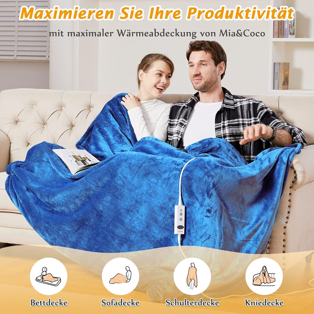 Mia&Coco Heizdecke mit Abschaltautomatik, 180x200cm, 10 Heizstufen Up-to-9 Stunden Auto-Off-Timer Üb