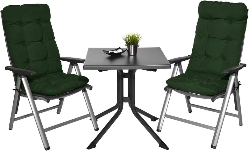 Beautissu 2er Set Hochlehner Auflagen 120x50x8cm - Sitzpolster Set für Gartenstühle Outdoor Stuhlkis