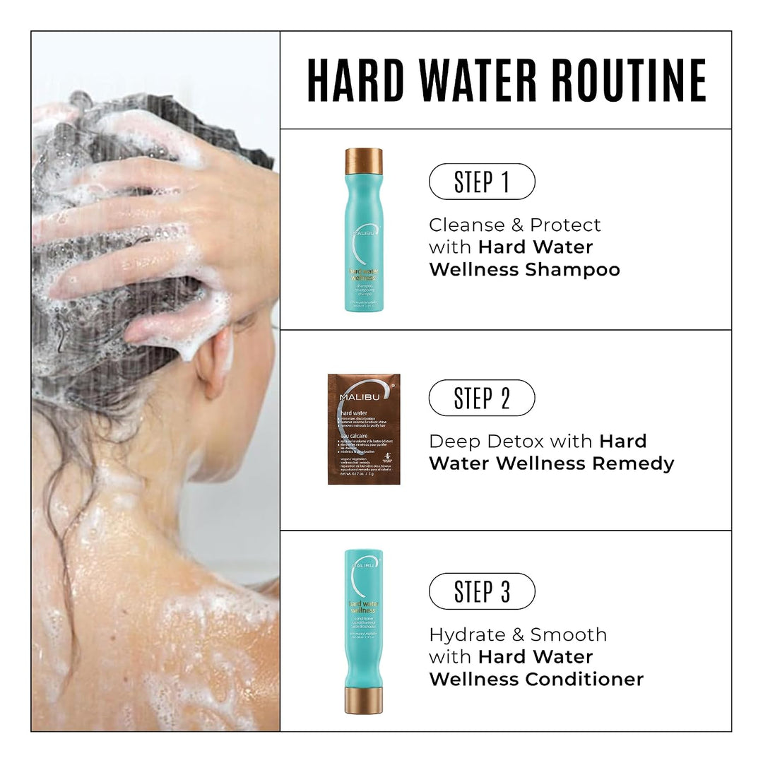 Malibu C Hard Water Wellness Kollektion (Shampoo 266ml + Conditioner 266ml + Color Lock Maske 4 x 5