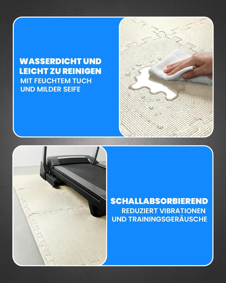 unycos - Bodenschutzmatte Set【12/20/28 Teile】Puzzlematte 30x30 cm, Rutschfeste Schutzmatten per Fitn