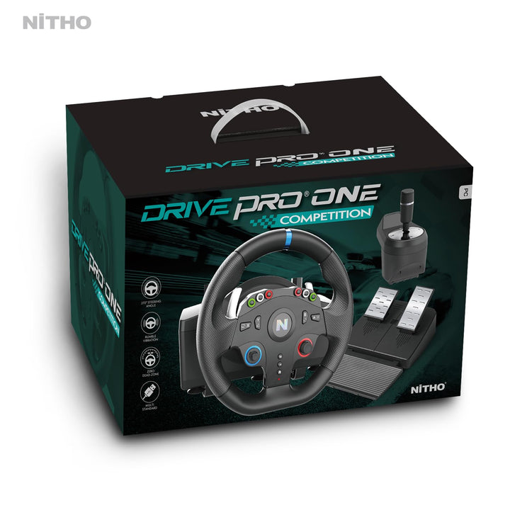 NITHO Drive Pro ONE Competition Gaming Rennlenkrad mit Pedalen und Schalthebel, 270-Grad-Spielelenkr
