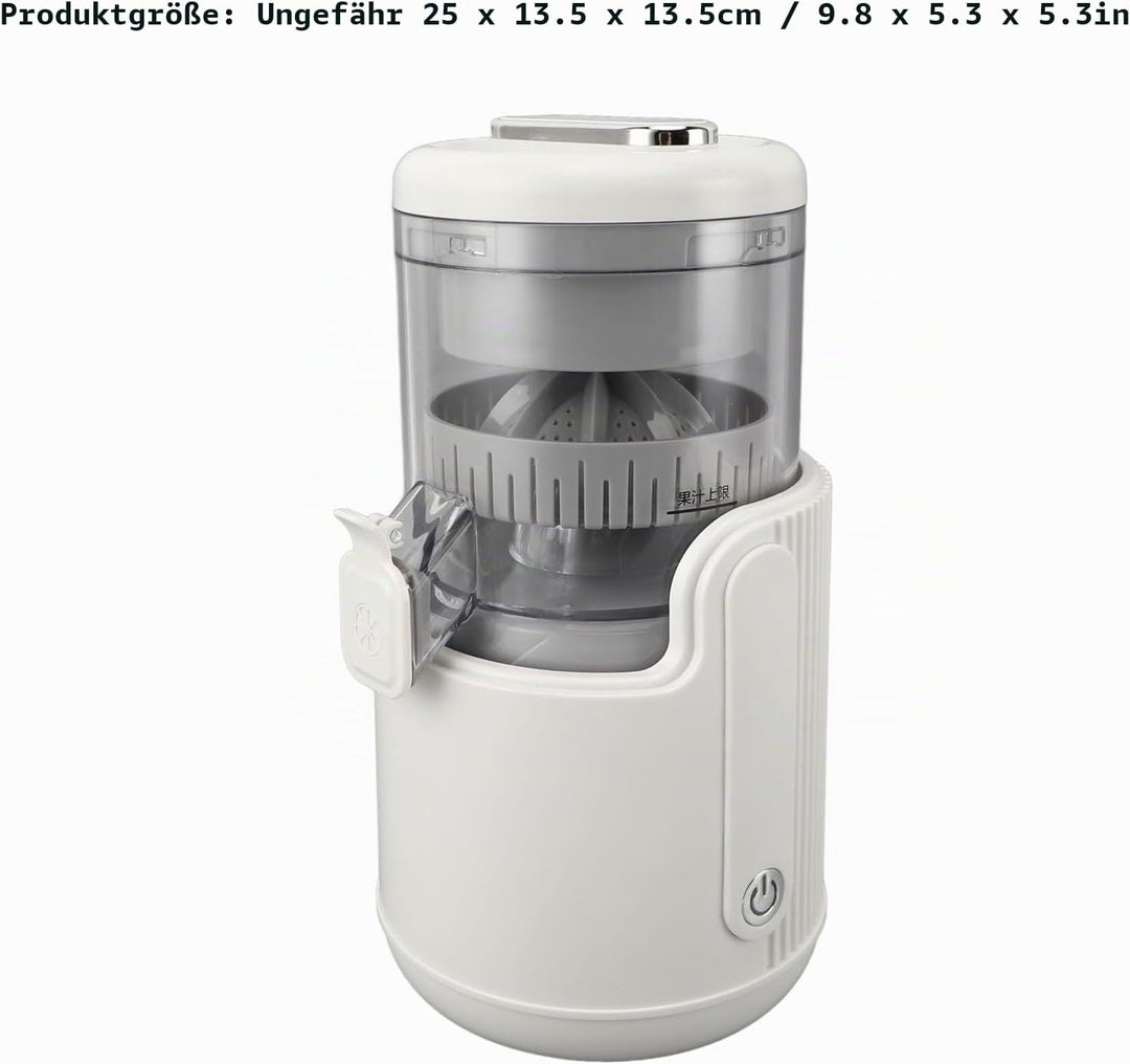 Elektrische Zitruspresse, Auslaufsicher, über USB Wiederaufladbar, 360-Grad-Motor-Saftpresse, 500 Ml