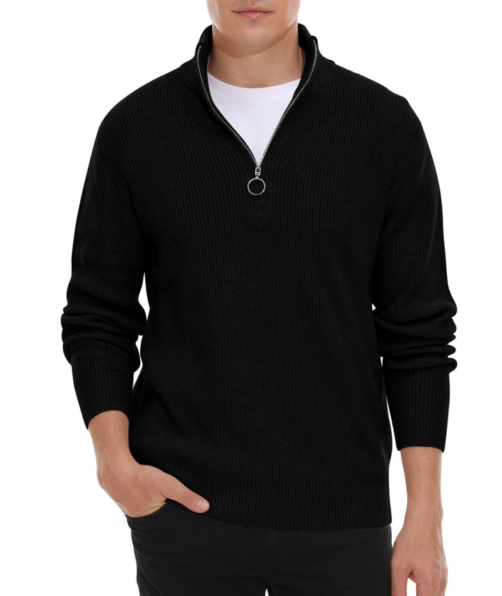 Hisir Pullover Herren Strickpullover 1/4 Zip Pulli Männer, Bequem Weich Warmer Winter Pullover für M