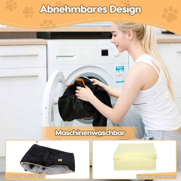 Hunde Autositz - Abnehmbarer Waschbarer Hundesitz mit Rutschfester Basis & Seitentaschen für Auto Re