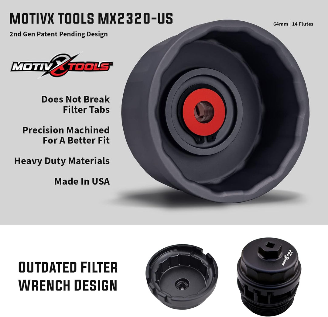 Motivx Tools Ölfilterschlüssel für Toyota, Lexus und Scion 2,0 bis 5,7 Liter Motoren mit 64 mm Kartu