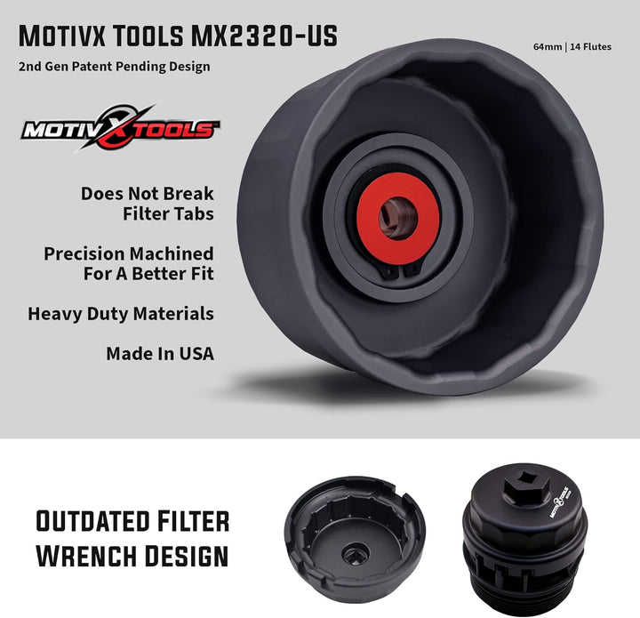 Motivx Tools Ölfilterschlüssel für Toyota, Lexus und Scion 2,0 bis 5,7 Liter Motoren mit 64 mm Kartu