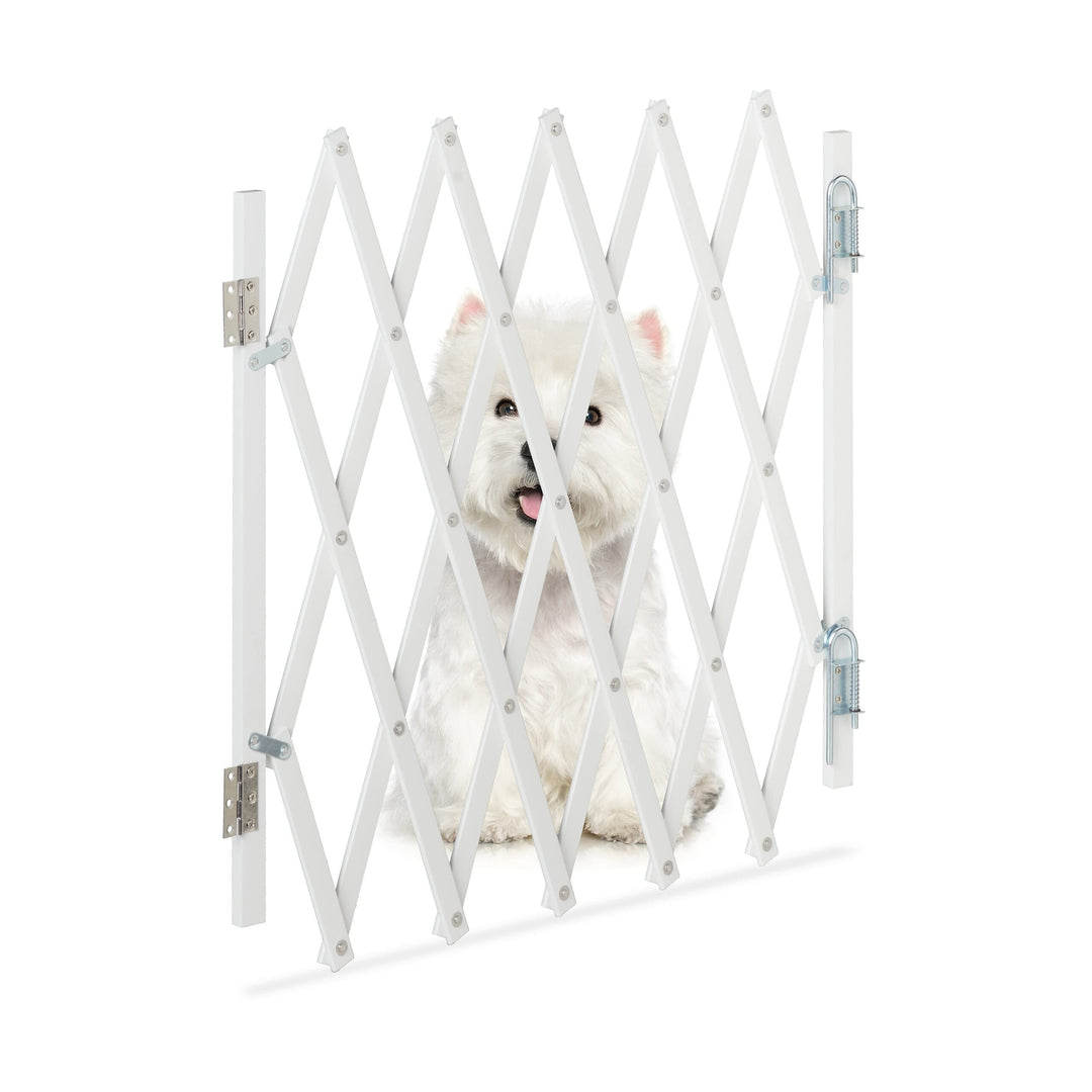 Relaxdays Hundeabsperrgitter, ausziehbar bis 96 cm, 48,5-60 cm hoch, Bambus, Hunde Schutzgitter für