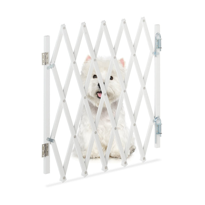 Relaxdays Hundeabsperrgitter, ausziehbar bis 96 cm, 48,5-60 cm hoch, Bambus, Hunde Schutzgitter für
