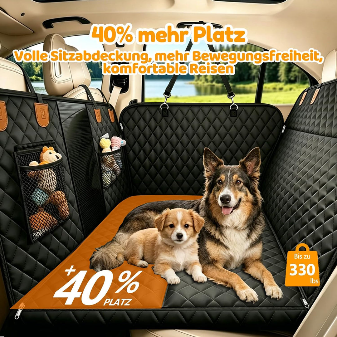 Hundedecke Auto Rückbank mit Hartbodenplatte, Hunde Autositz Rückbank | 600D Oxford, 40% Mehr Platz,