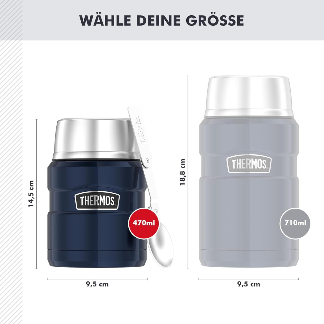 Thermos Stainless King Speisegefäss, Edelstahl, midnight blue, 470 ml mit Löffel 470 ml Midnight Blu