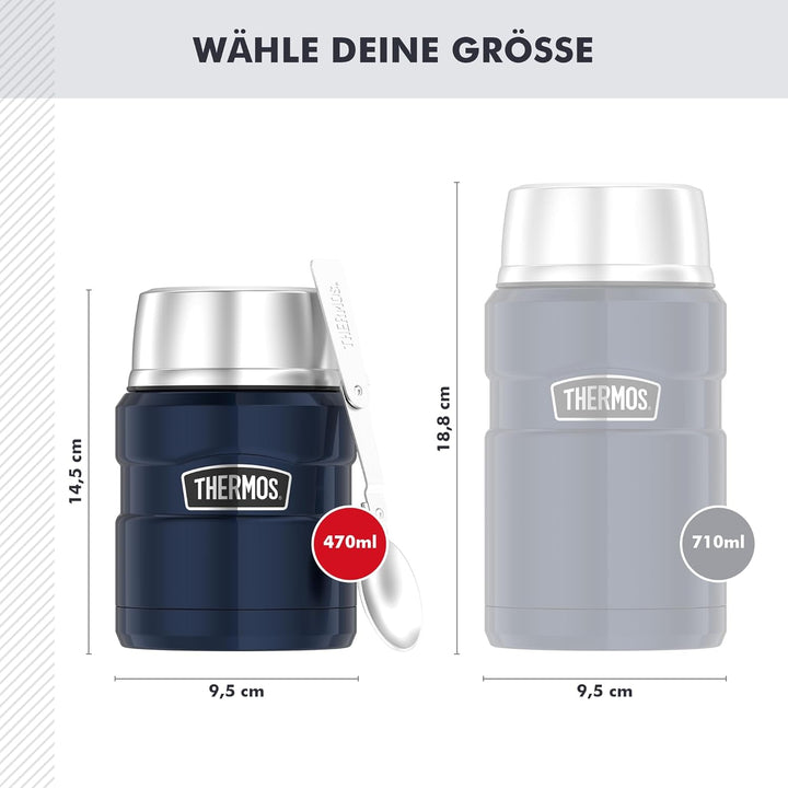 Thermos Stainless King Speisegefäss, Edelstahl, midnight blue, 470 ml mit Löffel 470 ml Midnight Blu