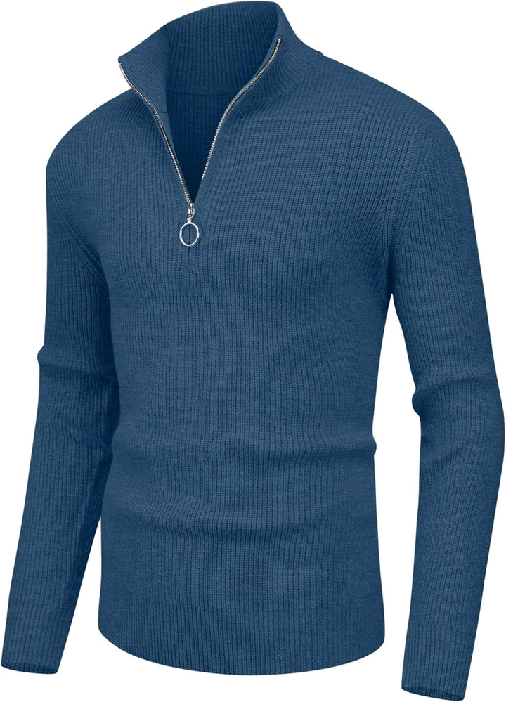 Hisir Pullover Herren Strickpullover 1/4 Zip Pulli Männer, Bequem Weich Warmer Winter Pullover für M