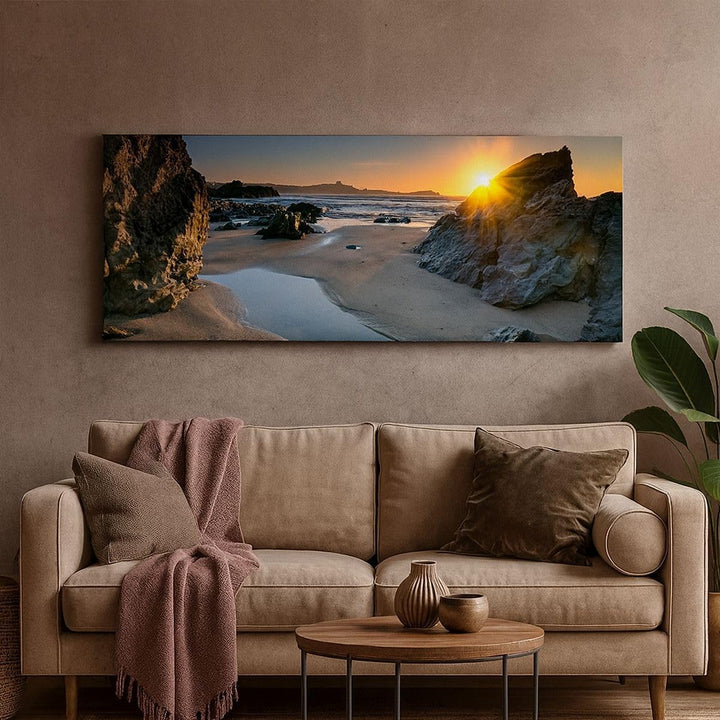Wandbilder Dekoration Wohnzimmer Landschaft britisch Ufer Küste Panorama Bilder auf Leinwand 120x50c