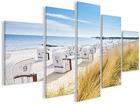 islandburner Bild Bilder auf Leinwand Strandkorb Strand Meer MF Urlaubsfeeling XXL Poster Leinwandbi