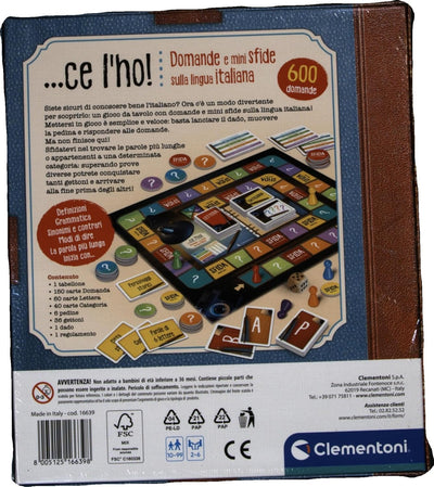 Clementoni - 16639 – "Ce L'Ho! Fragen und Mini-Challenge über italienische Sprache – Tischspiel, Ges