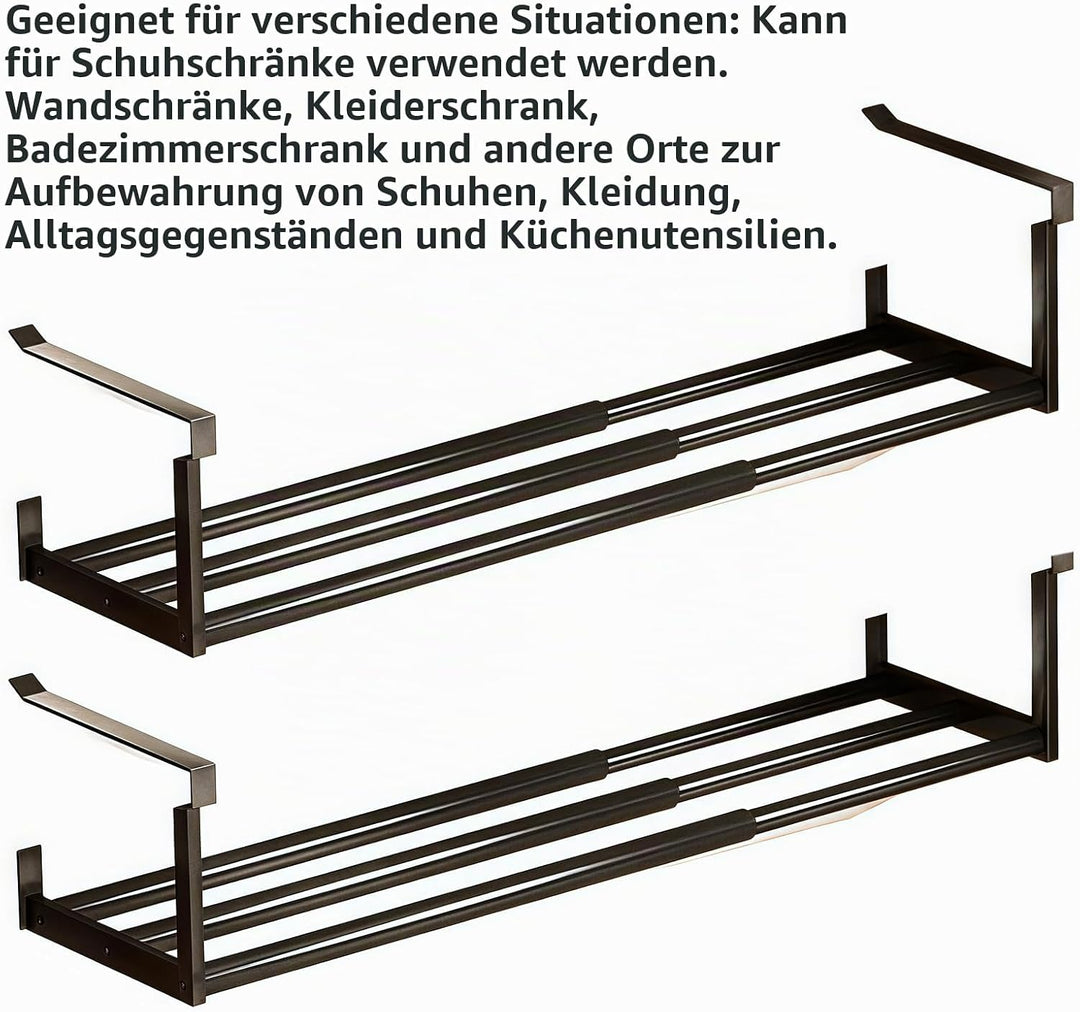 2 Stück Verstellbares Regal Unter Dem Schrank Schuhstapler: Erweiterbarer 40-70cm Ausziehbarer Schuh