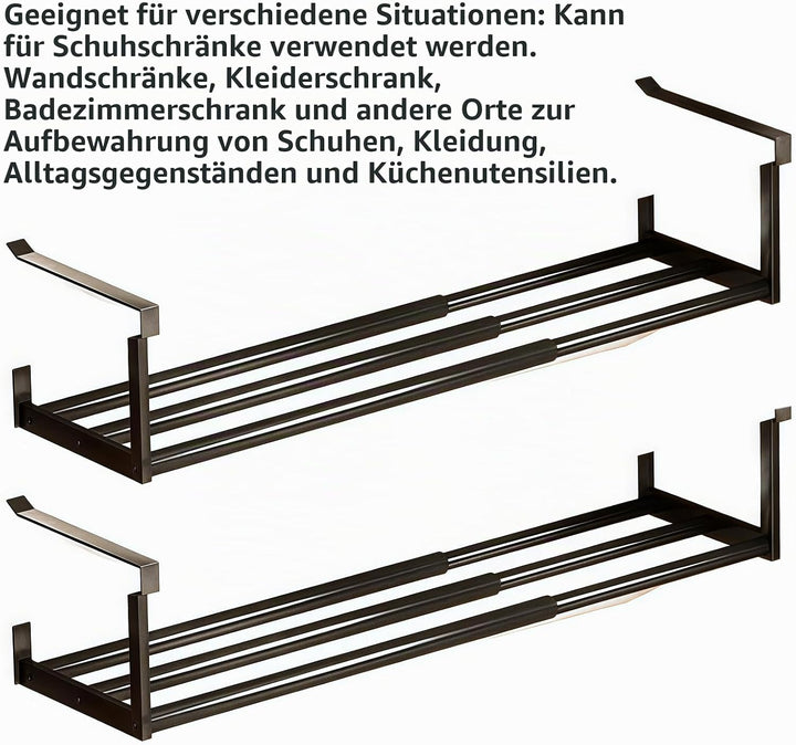 2 Stück Verstellbares Regal Unter Dem Schrank Schuhstapler: Erweiterbarer 40-70cm Ausziehbarer Schuh